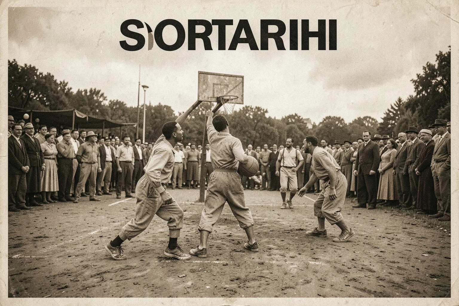 1936 Berlin Olimpiyatları'nda dış mekanda oynanan basketbol maçı