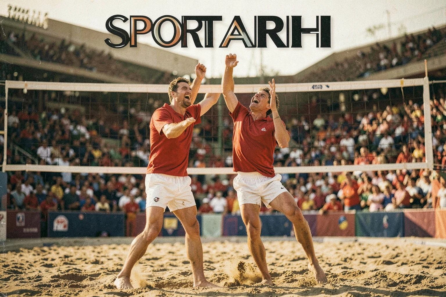 1996 Atlanta Olimpiyatları plaj voleybolu finalinde Karch Kiraly ve Kent Steffes'in zafer anı
