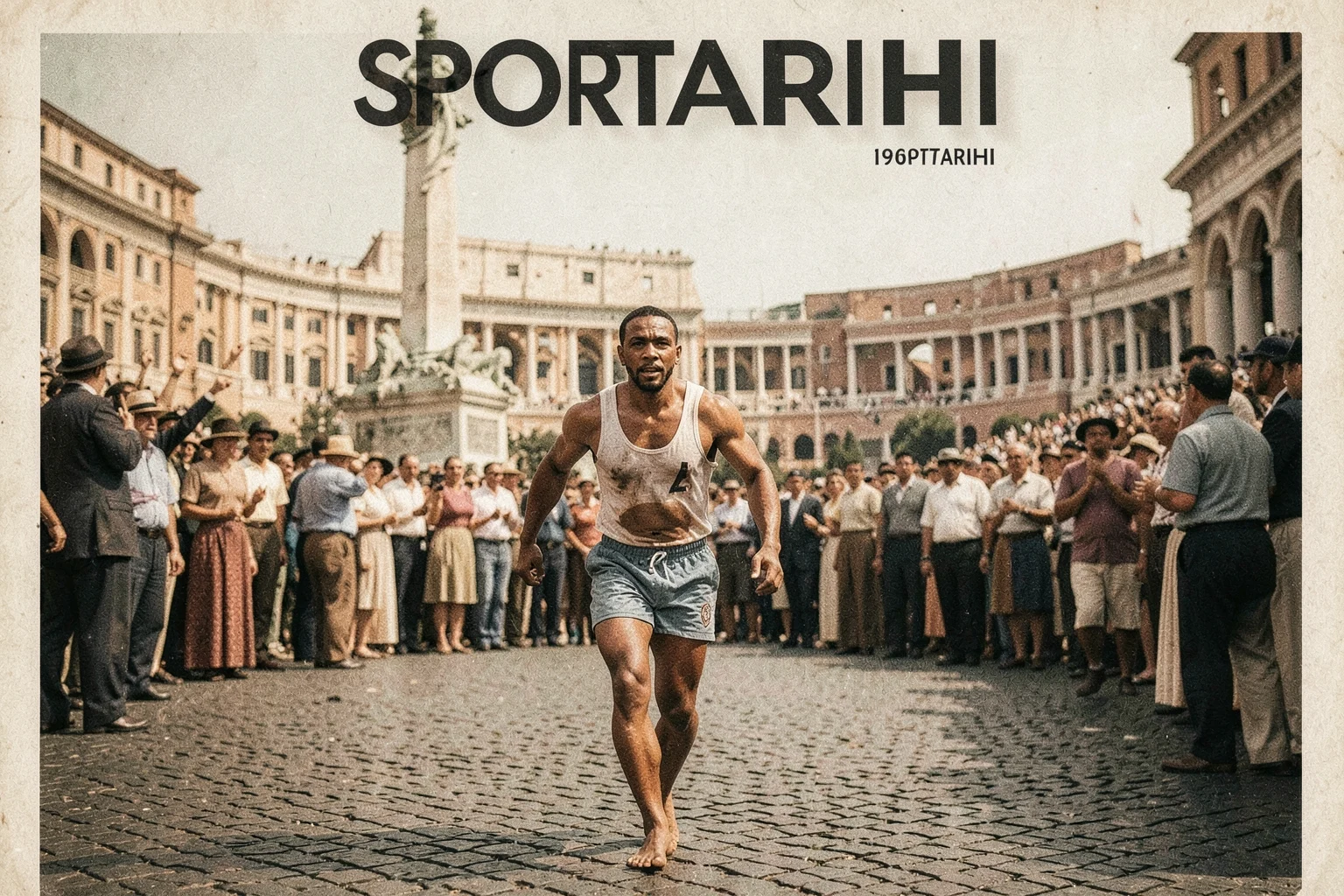 Abebe Bikila, 1960 Roma Olimpiyatları'nda ayakkabısız koşarken