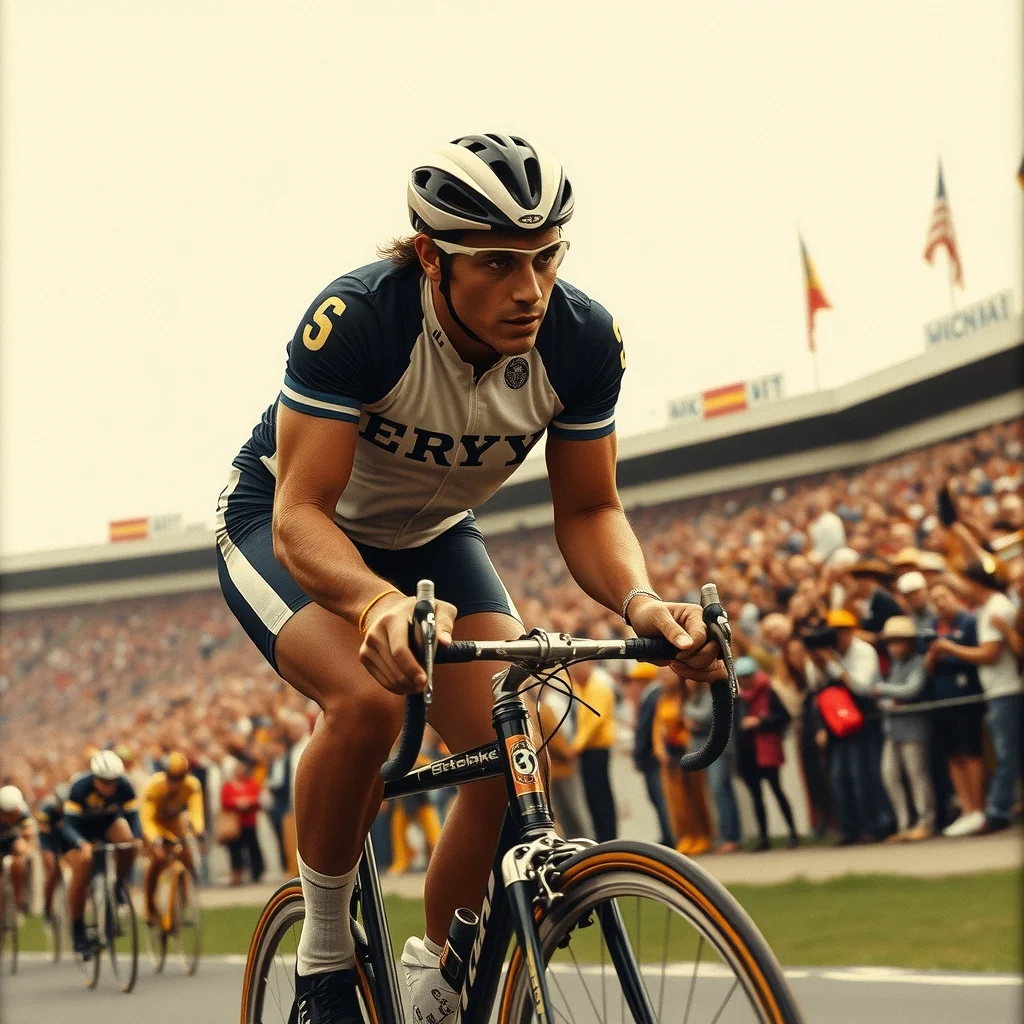 Eddy Merckx, bisikletinin üstünde, 1969 Tour de France'ta