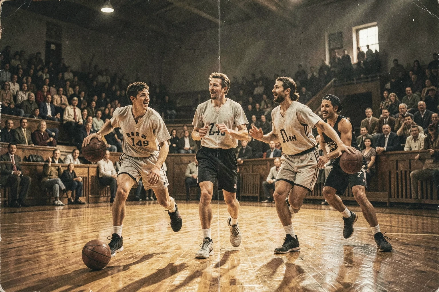 1949 NBA'nin kuruluşunu simgeleyen bir maç sahnesi