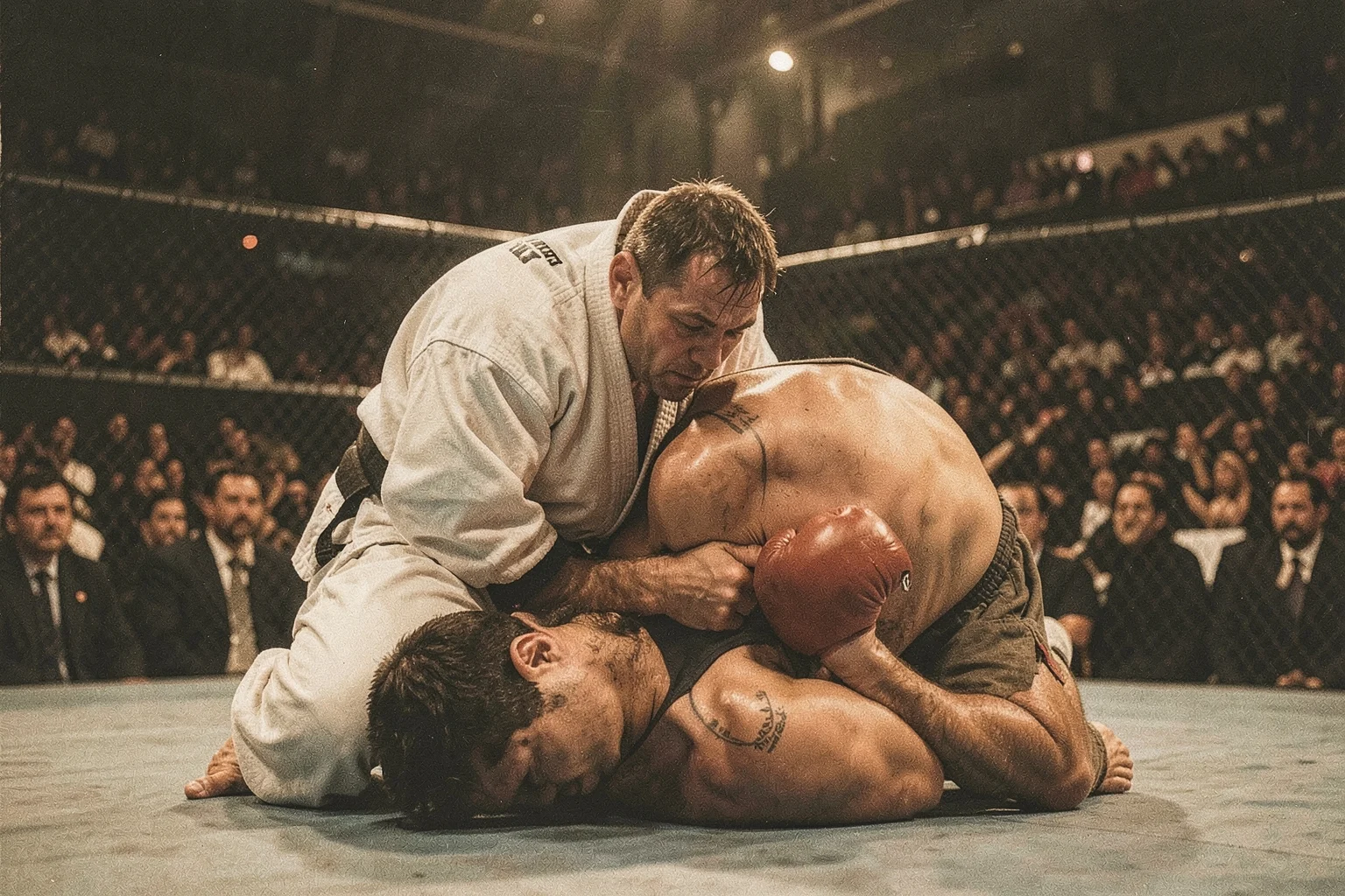 Royce Gracie, Art Jimmerson ile UFC 1'de yerde mücadele ettiği an