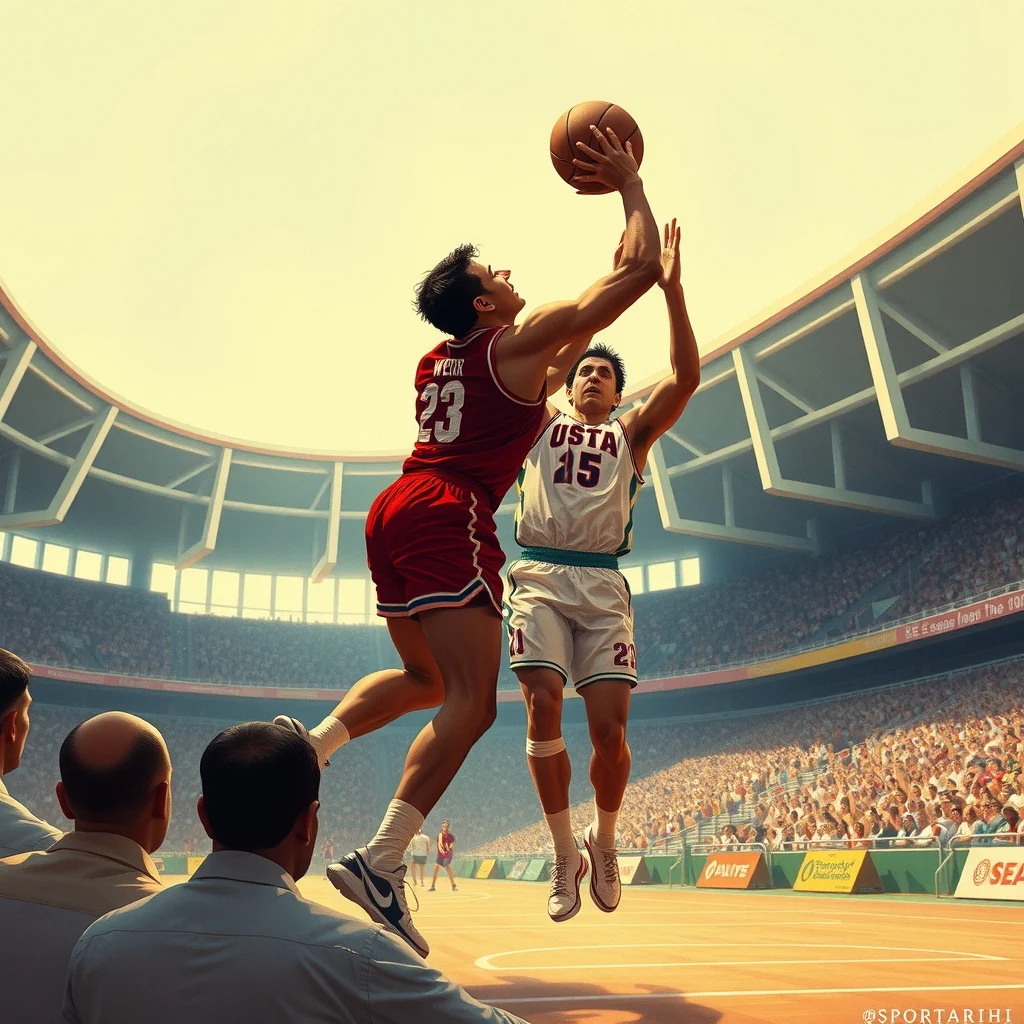 Vince Carter, Frédéric Weis'in üzerinden atlayarak smaç yapıyor