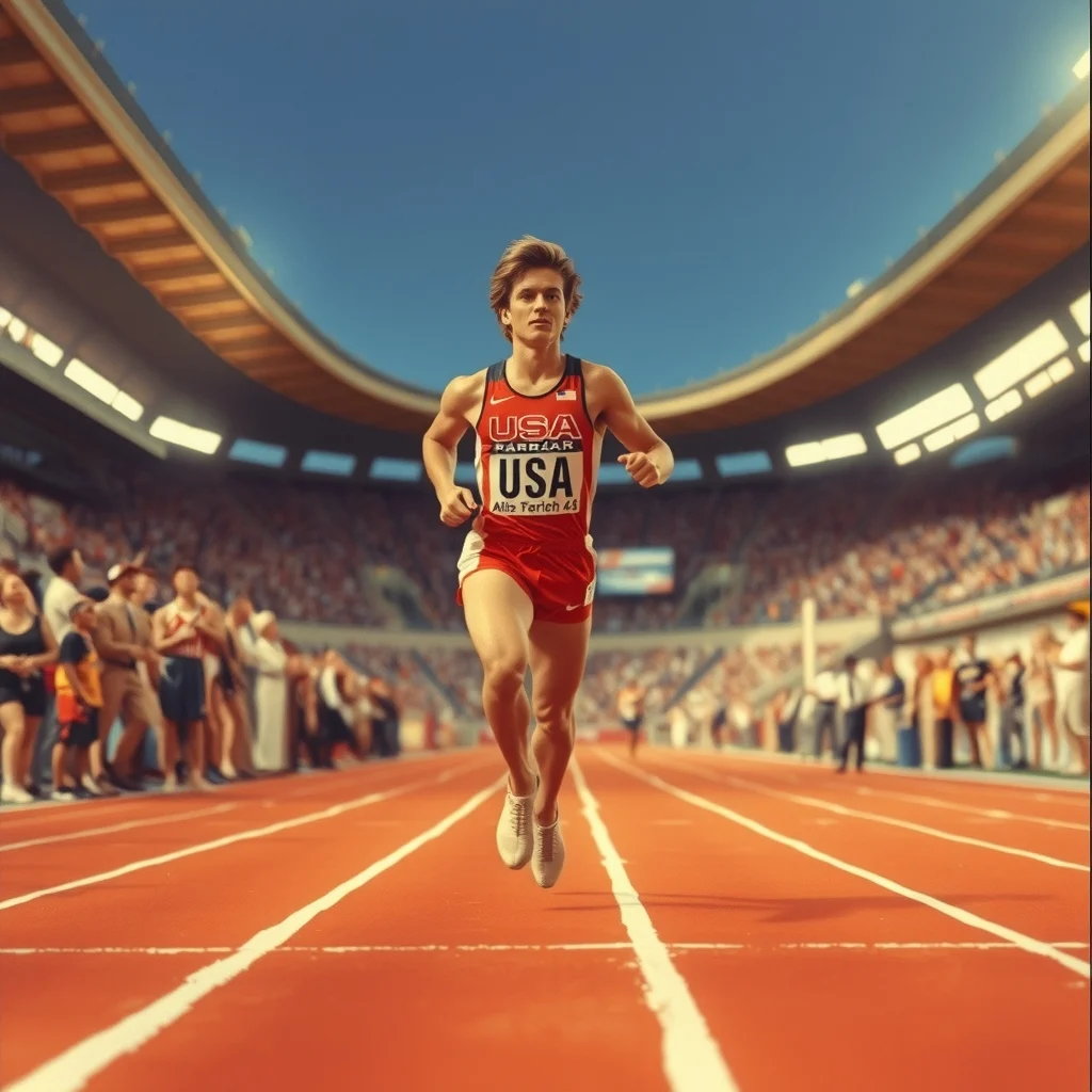 Michael Johnson 1996 Atlanta Olimpiyatları'nda 200 metre finalini kazanırken