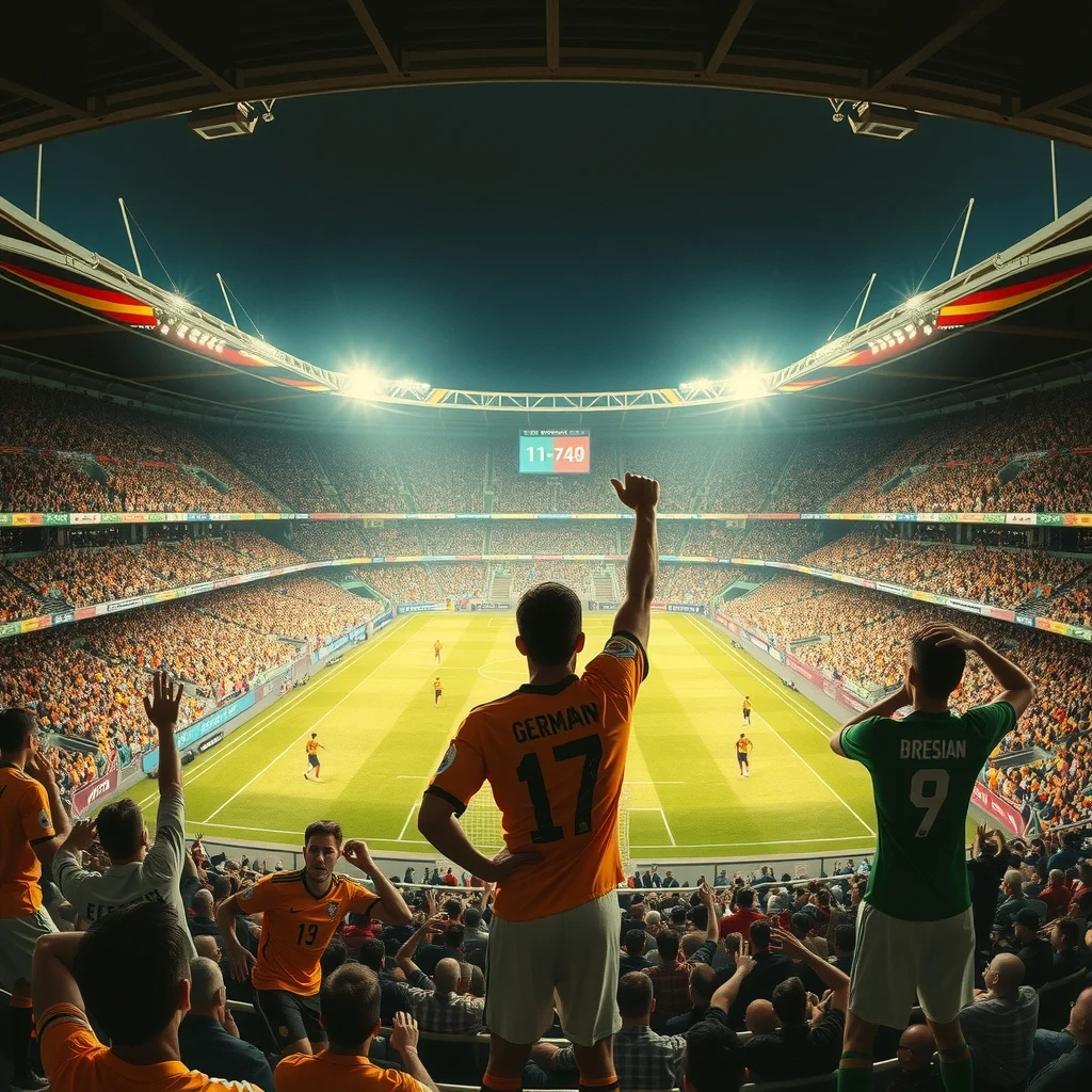 Estádio Mineirão’da 8 Temmuz 2014 yarı final maçında Almanya’nın 7-1 galibiyetini gösteren bir sahne