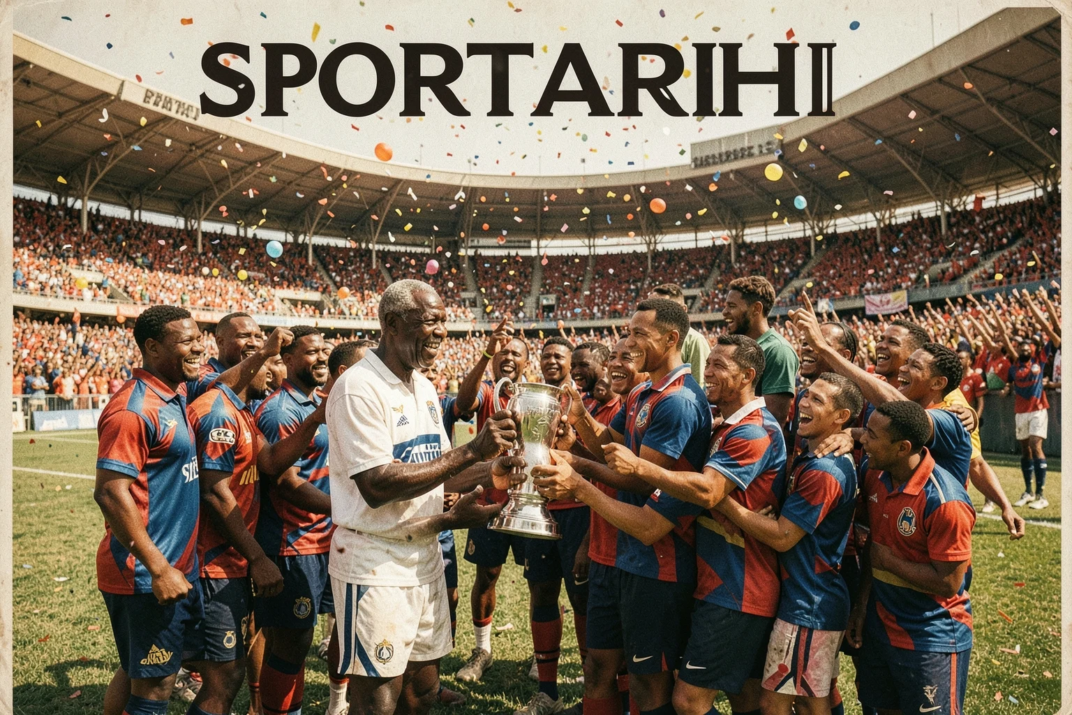 Güney Afrika ragbi takımı, 1995 Rugby Dünya Kupası'nı kazandıktan sonra kutlama yapıyor.