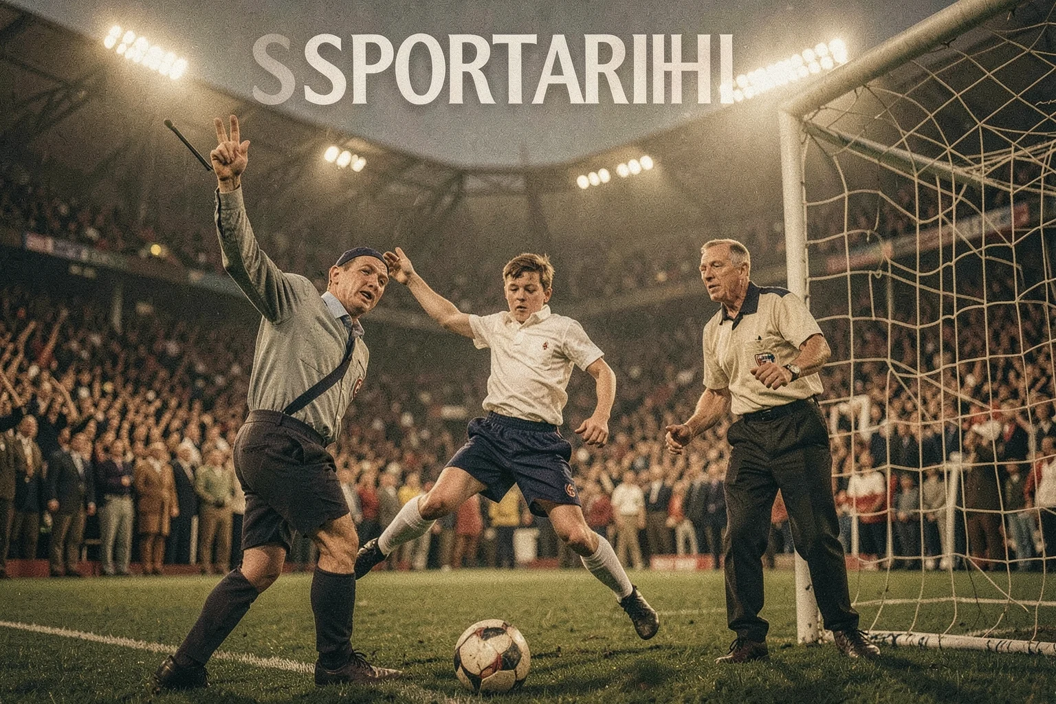 1966 Wembley finalinde Geoff Hurst'un gol atışı ve çizgi hakemi Tofiq Bahramov'un sinyali