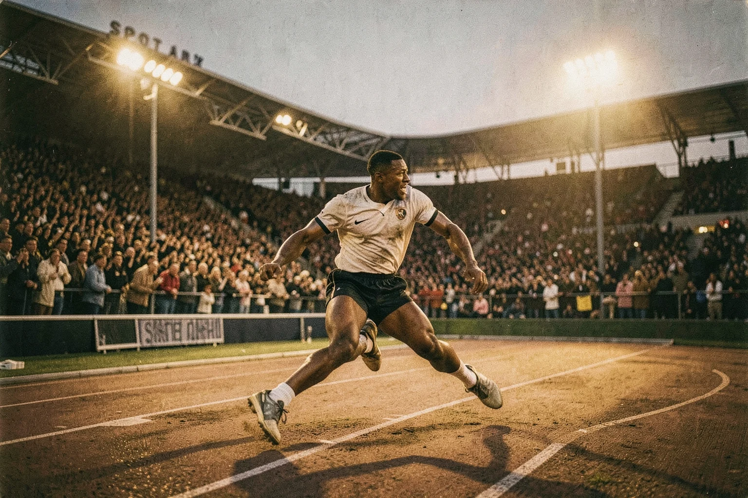 Berlin Olympiastadion’da 2009 Dünya Şampiyonası erkekler 100 metre finalinde Usain Bolt’un koşusunu gösteren fotoğraf