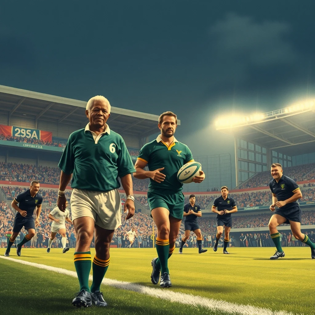 Ellis Park'ta 1995 Ragbi Dünya Kupası finali, Mandela ve Springbok formasıyla sahada