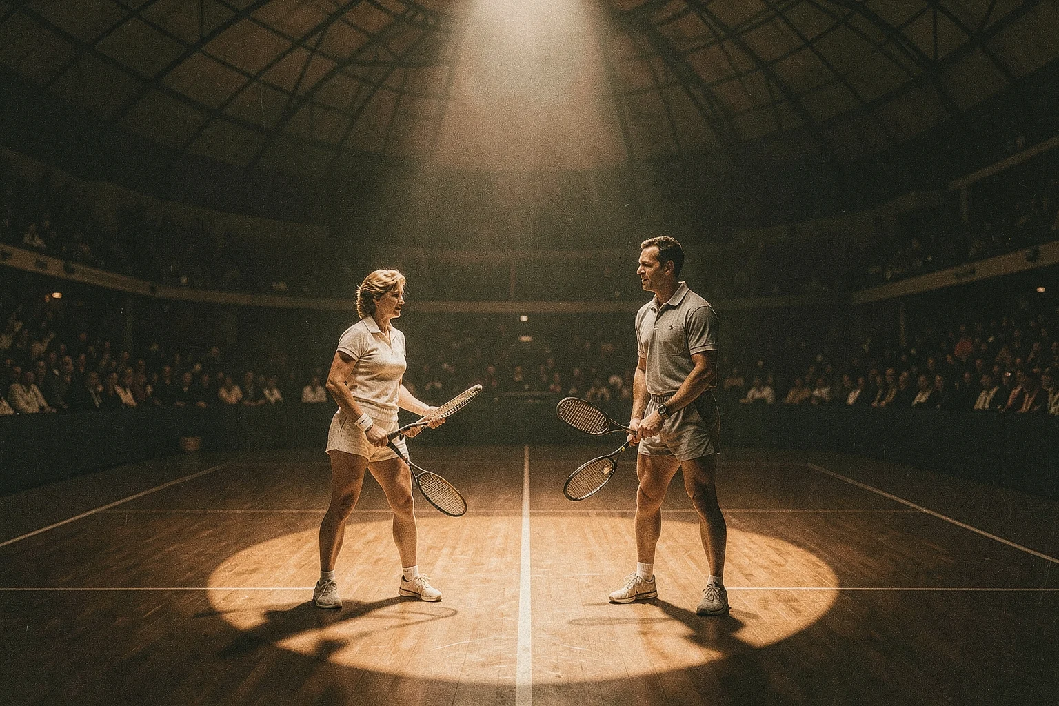 Billie Jean King ve Bobby Riggs, 20 Eylül 1973’te Houston Astrodome’da oynanan tarihî tenis maçında.